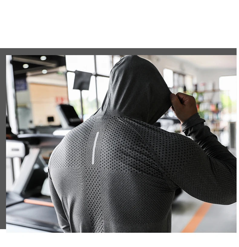 Chándal deportivo para hombre, sudadera con capucha para correr, gimnasio, jogging, camisetas de entrenamiento al aire libre, ropa, sudadera de entrenamiento muscular