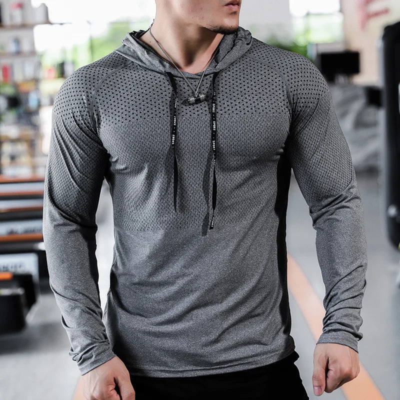Chándal deportivo para hombre, sudadera con capucha para correr, gimnasio, jogging, camisetas de entrenamiento al aire libre, ropa, sudadera de entrenamiento muscular