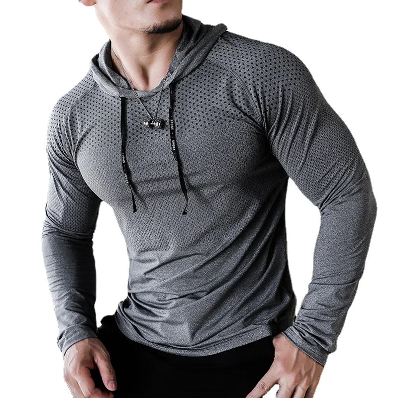 Chándal deportivo para hombre, sudadera con capucha para correr, gimnasio, jogging, camisetas de entrenamiento al aire libre, ropa, sudadera de entrenamiento muscular
