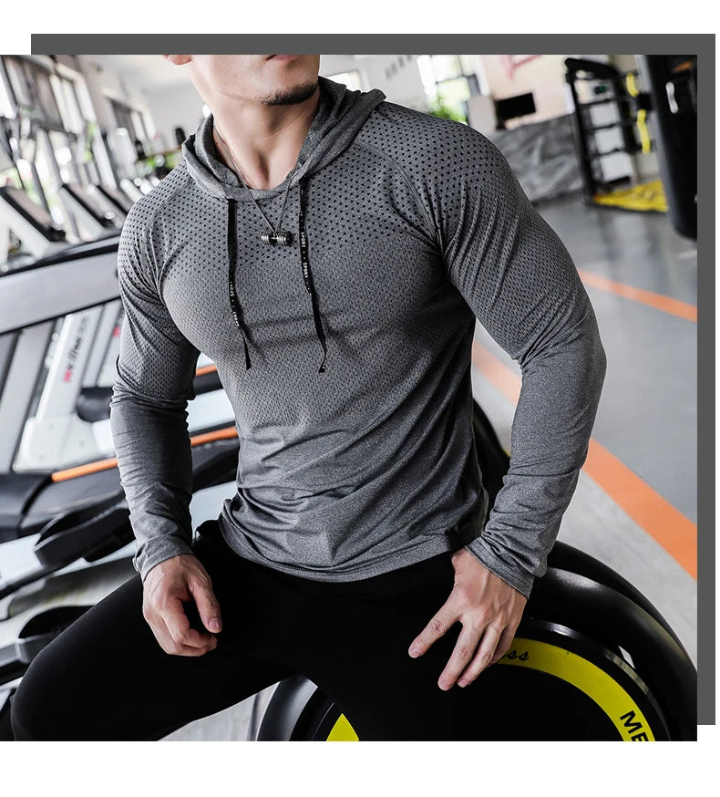 Chándal deportivo para hombre, sudadera con capucha para correr, gimnasio, jogging, camisetas de entrenamiento al aire libre, ropa, sudadera de entrenamiento muscular