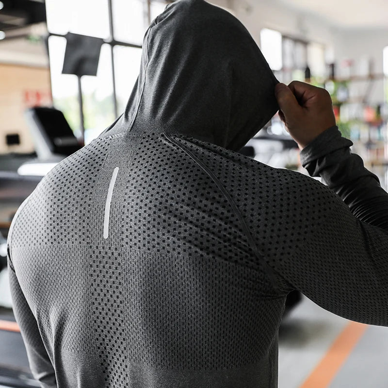 Chándal deportivo para hombre, sudadera con capucha para correr, gimnasio, jogging, camisetas de entrenamiento al aire libre, ropa, sudadera de entrenamiento muscular