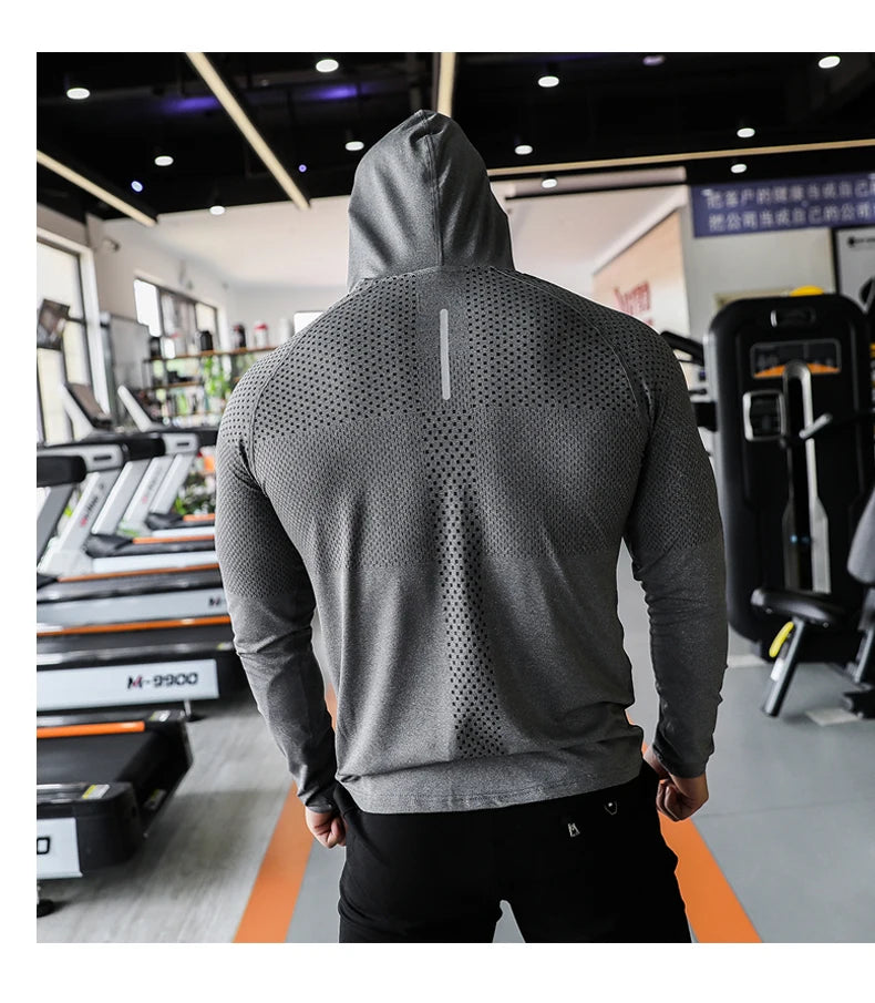 Chándal deportivo para hombre, sudadera con capucha para correr, gimnasio, jogging, camisetas de entrenamiento al aire libre, ropa, sudadera de entrenamiento muscular