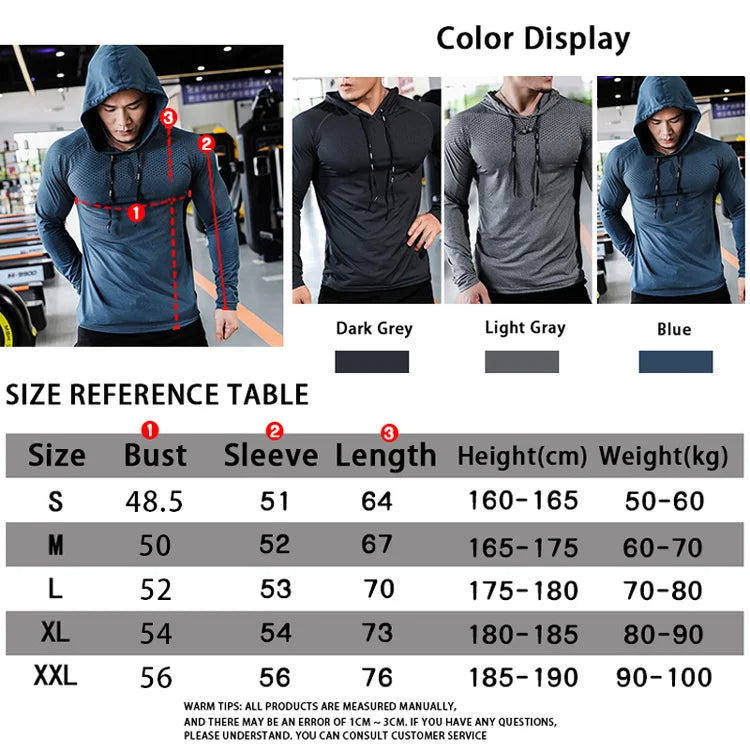 Chándal deportivo para hombre, sudadera con capucha para correr, gimnasio, jogging, camisetas de entrenamiento al aire libre, ropa, sudadera de entrenamiento muscular
