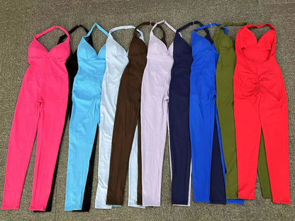 Mono deportivo sin espalda para mujer, de nailon, para yoga, entrenamiento, fitness, conjuntos de gimnasio