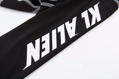 Conjunto deportivo de 2 piezas con estampado de letras para mujer, top corto de manga larga, leggings elásticos, ropa deportiva informal y ajustada