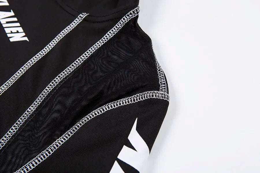 Conjunto deportivo de 2 piezas con estampado de letras para mujer, top corto de manga larga, leggings elásticos, ropa deportiva informal y ajustada