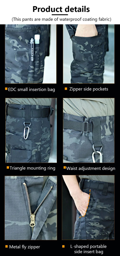Nuevo Pantalones de Trabajo Tácticos Hombre Pantalones Cargo al Aire Libre Pantalón Impermeable Multibolsillos Otoño Primavera Ropa de Trabajo al Aire Libre Pantalones de Senderismo