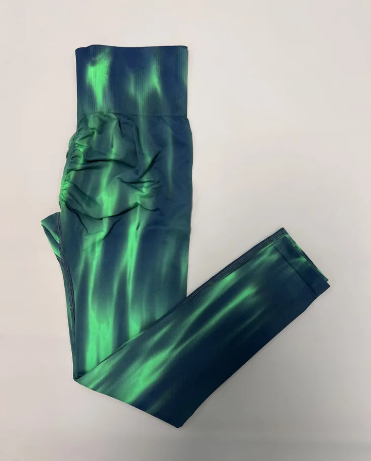 Nuevas mallas de cintura alta con efecto tie dye para mujer, pantalones de yoga deportivos para gimnasio, mallas elásticas suaves para entrenamiento, mallas de nailon