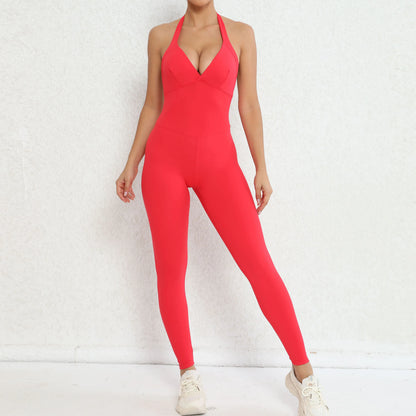 Mono deportivo sin espalda para mujer, de nailon, para yoga, entrenamiento, fitness, conjuntos de gimnasio
