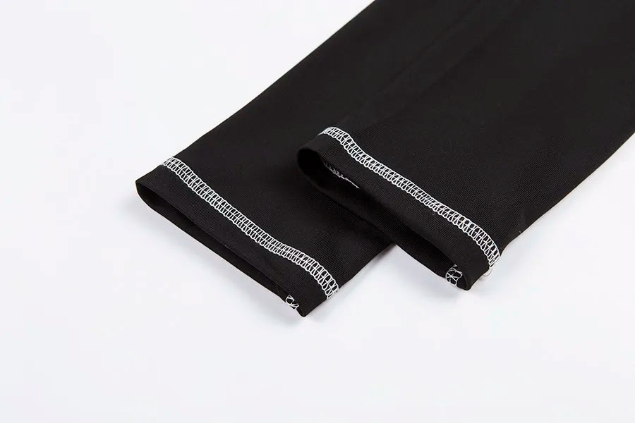 Conjunto deportivo de 2 piezas con estampado de letras para mujer, top corto de manga larga, leggings elásticos, ropa deportiva informal y ajustada