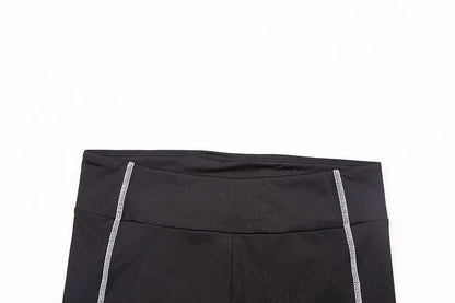 Conjunto deportivo de 2 piezas con estampado de letras para mujer, top corto de manga larga, leggings elásticos, ropa deportiva informal y ajustada