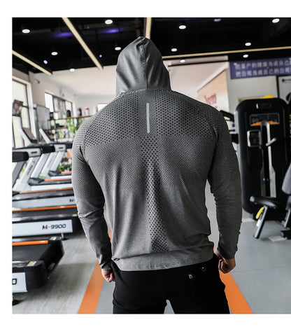 Chándal deportivo para hombre, sudadera con capucha para correr, gimnasio, jogging, camisetas de entrenamiento al aire libre, ropa, sudadera de entrenamiento muscular