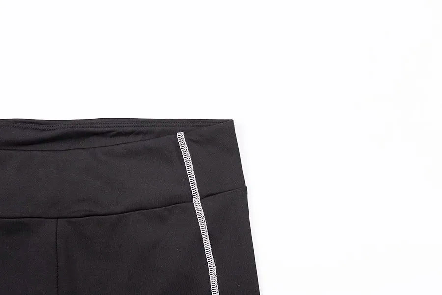 Conjunto deportivo de 2 piezas con estampado de letras para mujer, top corto de manga larga, leggings elásticos, ropa deportiva informal y ajustada