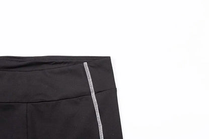 Conjunto deportivo de 2 piezas con estampado de letras para mujer, top corto de manga larga, leggings elásticos, ropa deportiva informal y ajustada
