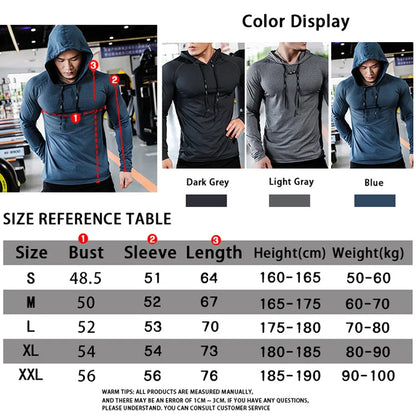 Chándal deportivo para hombre, sudadera con capucha para correr, gimnasio, jogging, camisetas de entrenamiento al aire libre, ropa, sudadera de entrenamiento muscular