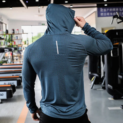 Chándal deportivo para hombre, sudadera con capucha para correr, gimnasio, jogging, camisetas de entrenamiento al aire libre, ropa, sudadera de entrenamiento muscular